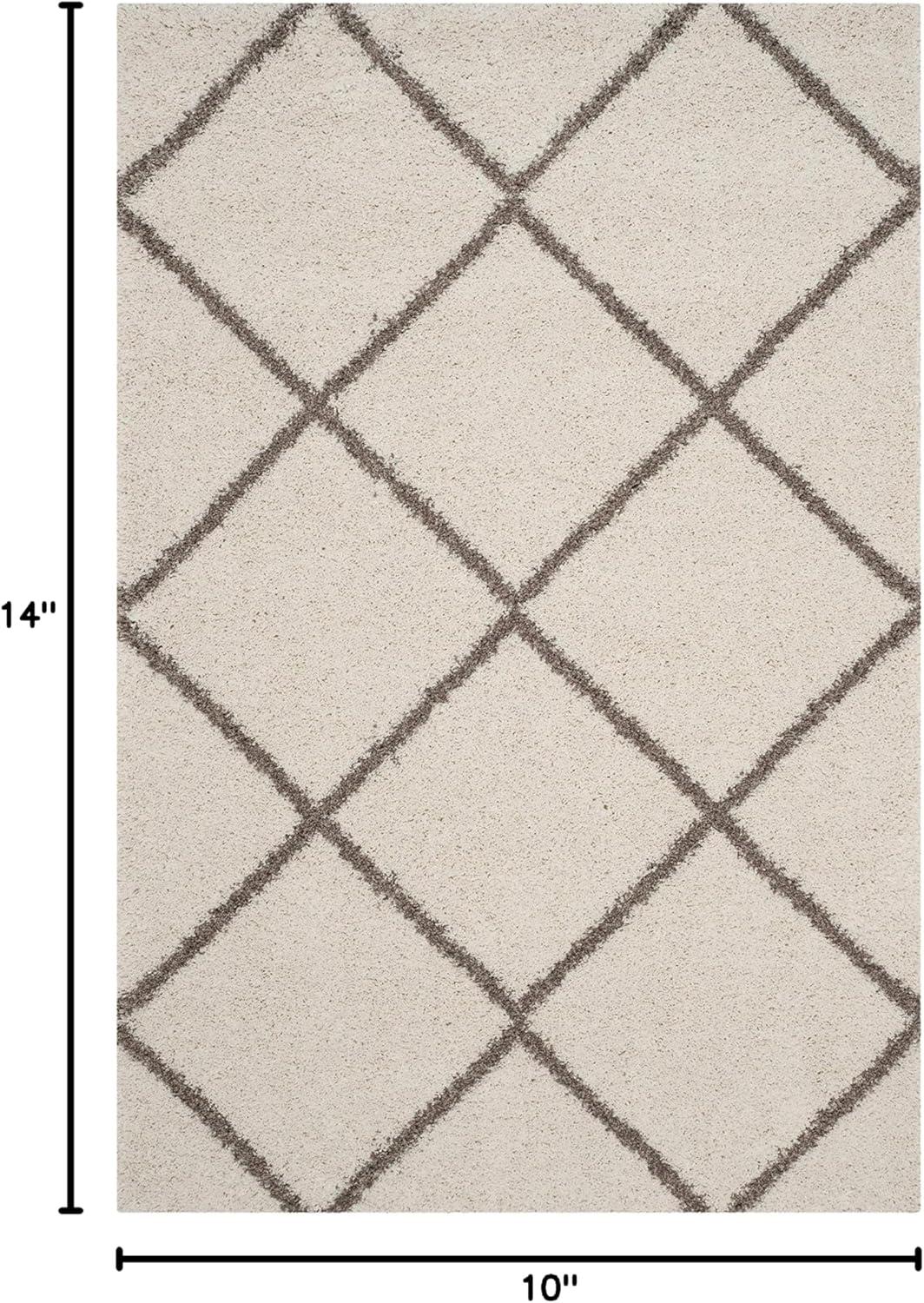 image:imageSAFAVIEH Hudson Shag Collection Area Rug 53 x 76 Ivory amp Grey Modern Trellis Design NonShedding amp Easy Care 2inch Thick Ideal for High Traffic Areas in Living Room Bedroom SGH281AIvoryBeige