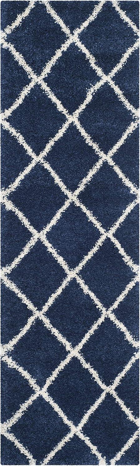 image:imageSAFAVIEH Hudson Shag Collection Area Rug 53 x 76 Ivory amp Grey Modern Trellis Design NonShedding amp Easy Care 2inch Thick Ideal for High Traffic Areas in Living Room Bedroom SGH281ANavyIvory