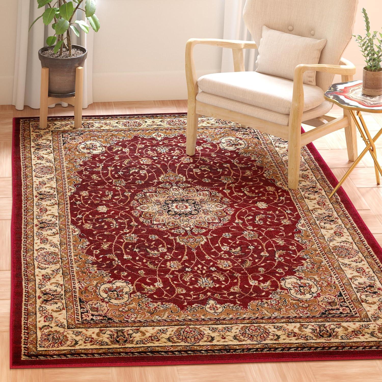 image:imageSAFAVIEH Lyndhurst Collection Area Rug 8 x 11 Black amp Ivory Traditional Oriental Design NonShedding amp Easy Care Ideal for High Traffic Areas in Living Room Bedroom LNH329ARedIvory