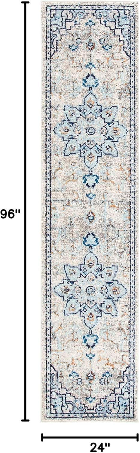 image:imageSAFAVIEH Madison Collection Area Rug 67 Square Cream amp Blue Boho Chic Distressed Medallion Design NonShedding amp Easy to Clean Ideal for Living Room Bedroom Dining Space MAD473BIvoryLight Blue