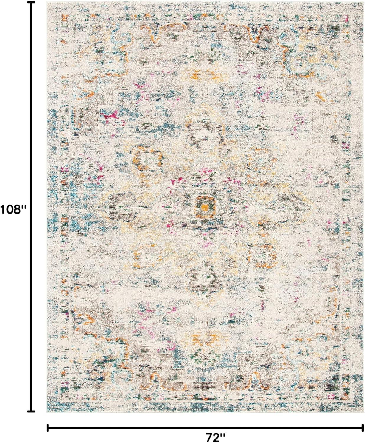 image:imageSAFAVIEH Madison Collection Area Rug 67 Square Cream amp Blue Boho Chic Distressed Medallion Design NonShedding amp Easy to Clean Ideal for Living Room Bedroom Dining Space MAD473BGreyGold