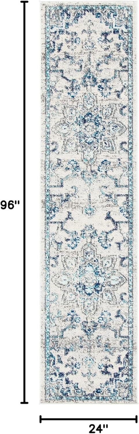 image:imageSAFAVIEH Madison Collection Area Rug 67 Square Cream amp Blue Boho Chic Distressed Medallion Design NonShedding amp Easy to Clean Ideal for Living Room Bedroom Dining Space MAD473BIvoryGrey