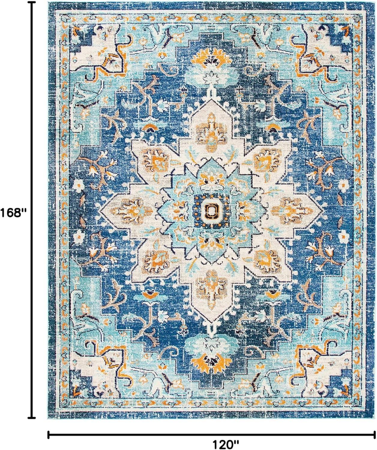 image:imageSAFAVIEH Madison Collection Area Rug 67 Square Cream amp Blue Boho Chic Distressed Medallion Design NonShedding amp Easy to Clean Ideal for Living Room Bedroom Dining Space MAD473BBlueLight Blue