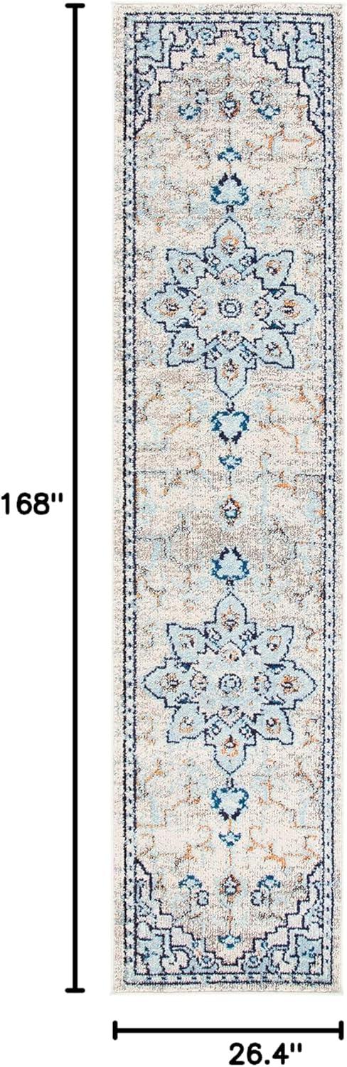 image:imageSAFAVIEH Madison Collection Area Rug 67 Square Cream amp Blue Boho Chic Distressed Medallion Design NonShedding amp Easy to Clean Ideal for Living Room Bedroom Dining Space MAD473BIvoryLight Blue