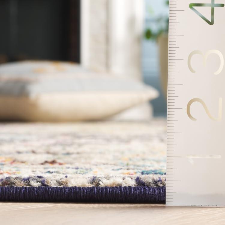 image:imageSAFAVIEH Madison Collection Area Rug 67 Square Cream amp Blue Boho Chic Distressed Medallion Design NonShedding amp Easy to Clean Ideal for Living Room Bedroom Dining Space MAD473BBlackGold
