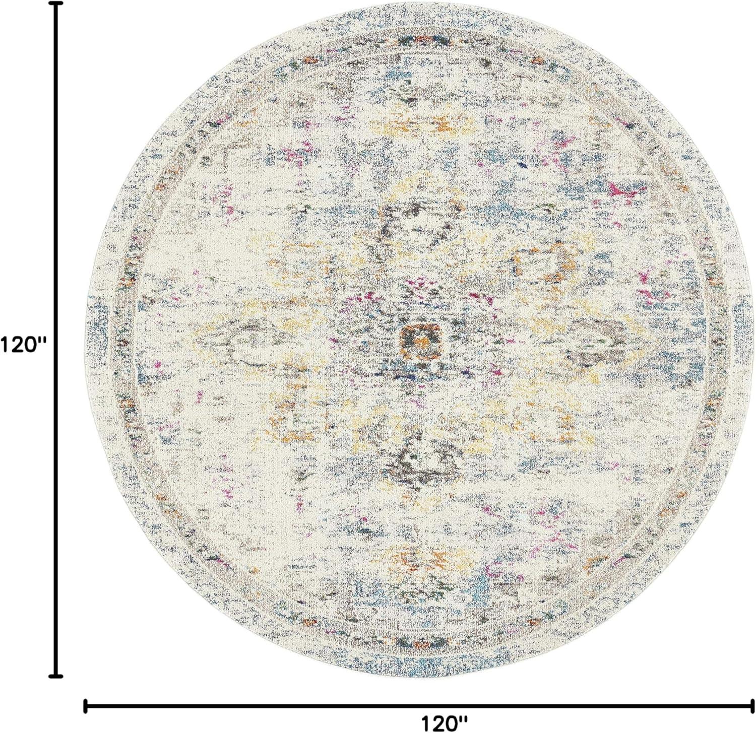 image:imageSAFAVIEH Madison Collection Area Rug 67 Square Cream amp Blue Boho Chic Distressed Medallion Design NonShedding amp Easy to Clean Ideal for Living Room Bedroom Dining Space MAD473BGreyGold