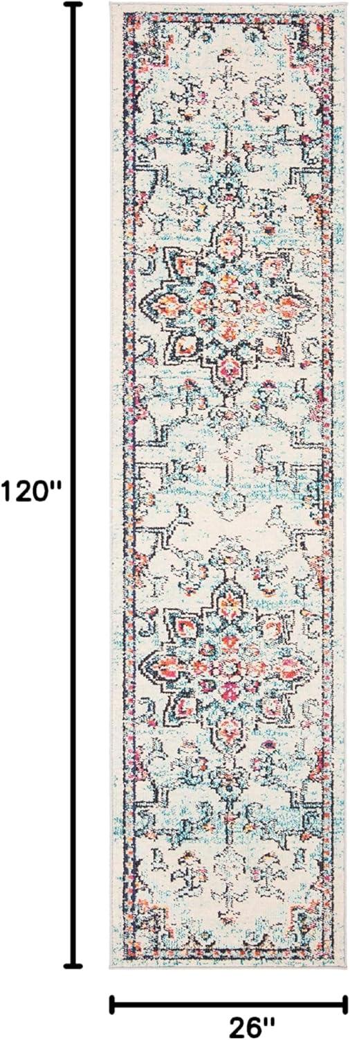 image:imageSAFAVIEH Madison Collection Area Rug 67 Square Cream amp Blue Boho Chic Distressed Medallion Design NonShedding amp Easy to Clean Ideal for Living Room Bedroom Dining Space MAD473BCreamBlue
