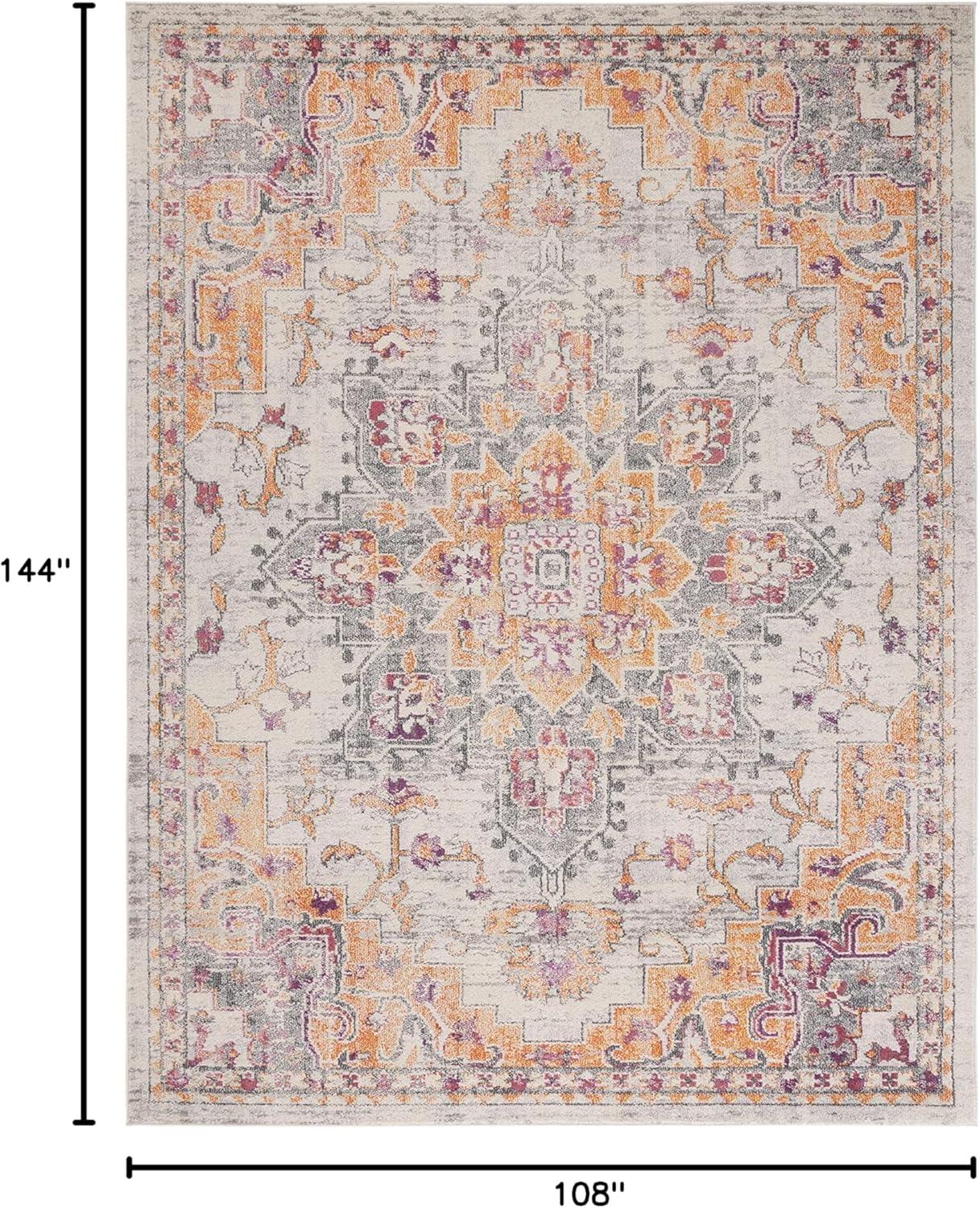 image:imageSAFAVIEH Madison Collection Area Rug 67 Square Cream amp Blue Boho Chic Distressed Medallion Design NonShedding amp Easy to Clean Ideal for Living Room Bedroom Dining Space MAD473BBeigeOrange