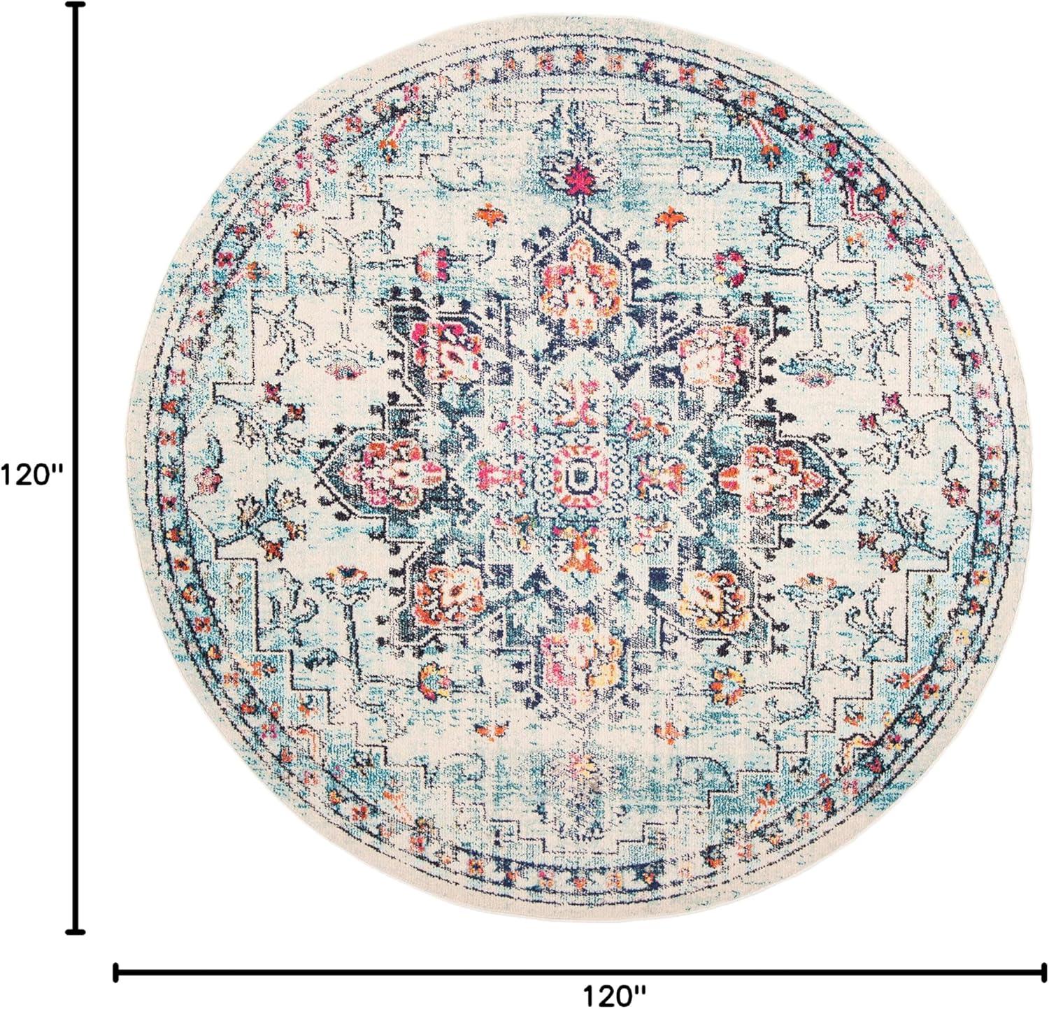 image:imageSAFAVIEH Madison Collection Area Rug 67 Square Cream amp Blue Boho Chic Distressed Medallion Design NonShedding amp Easy to Clean Ideal for Living Room Bedroom Dining Space MAD473BCreamBlue