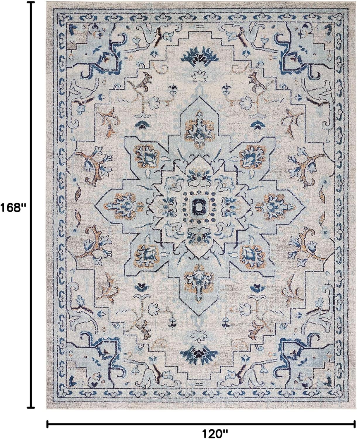 image:imageSAFAVIEH Madison Collection Area Rug 67 Square Cream amp Blue Boho Chic Distressed Medallion Design NonShedding amp Easy to Clean Ideal for Living Room Bedroom Dining Space MAD473BIvoryLight Blue