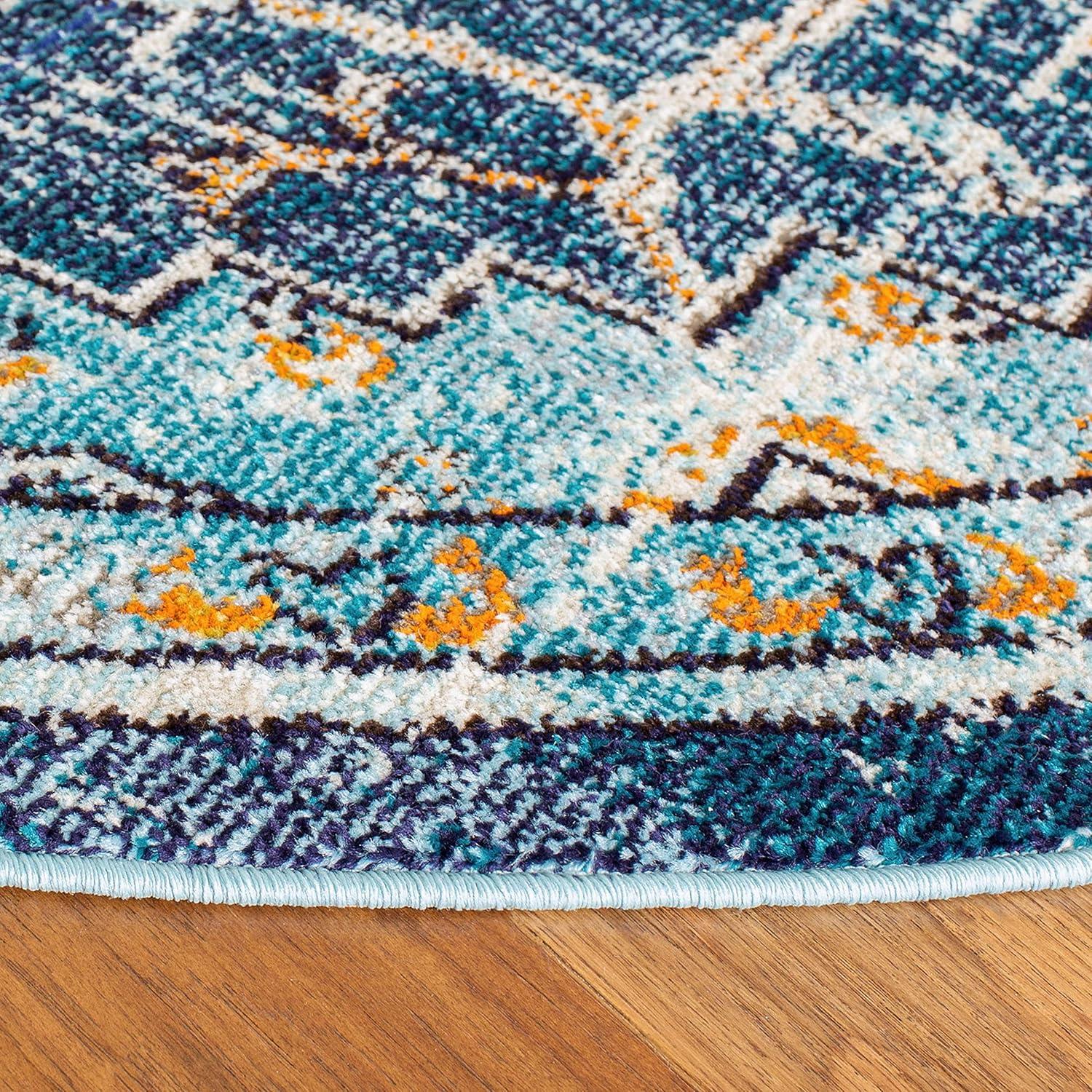 image:imageSAFAVIEH Madison Collection Area Rug 67 Square Cream amp Blue Boho Chic Distressed Medallion Design NonShedding amp Easy to Clean Ideal for Living Room Bedroom Dining Space MAD473BBlueLight Blue