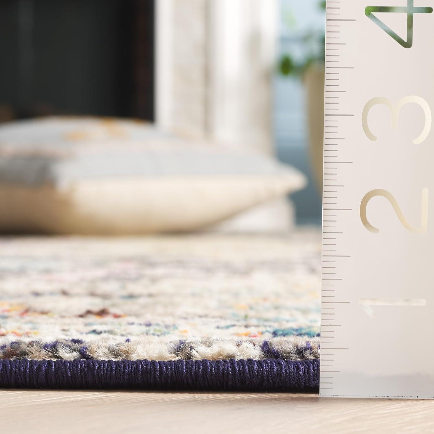 image:imageSAFAVIEH Madison Collection Area Rug 67 Square Cream amp Blue Boho Chic Distressed Medallion Design NonShedding amp Easy to Clean Ideal for Living Room Bedroom Dining Space MAD473BBlackGold