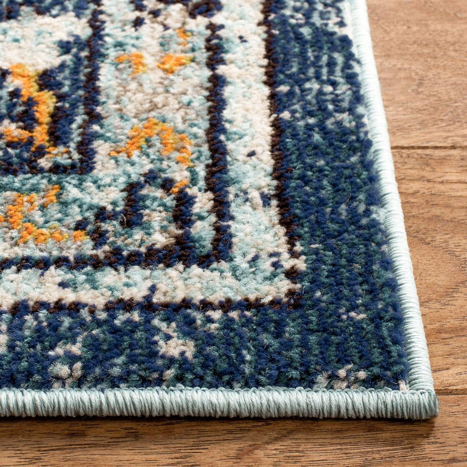 image:imageSAFAVIEH Madison Collection Area Rug 67 Square Cream amp Blue Boho Chic Distressed Medallion Design NonShedding amp Easy to Clean Ideal for Living Room Bedroom Dining Space MAD473BBlueLight Blue