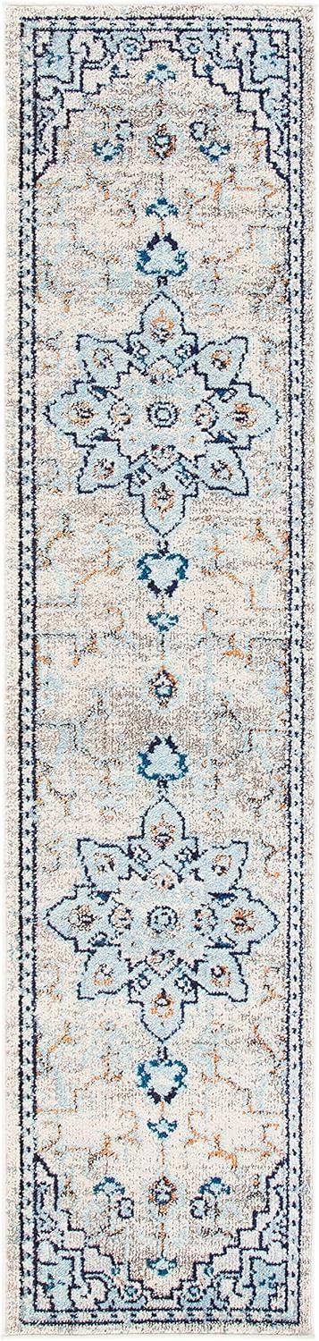 image:imageSAFAVIEH Madison Collection Area Rug 67 Square Cream amp Blue Boho Chic Distressed Medallion Design NonShedding amp Easy to Clean Ideal for Living Room Bedroom Dining Space MAD473BIvoryLight Blue