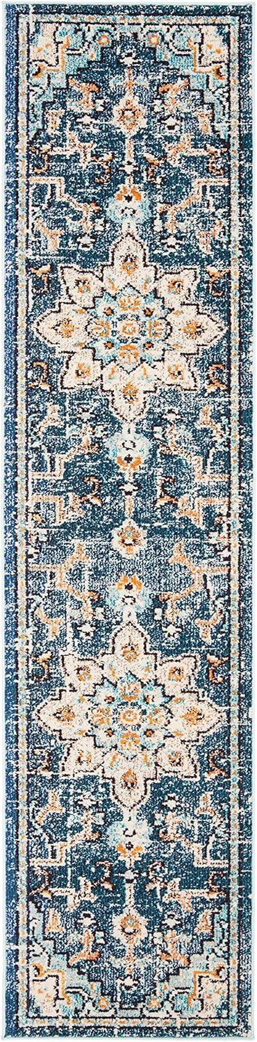 image:imageSAFAVIEH Madison Collection Area Rug 67 Square Cream amp Blue Boho Chic Distressed Medallion Design NonShedding amp Easy to Clean Ideal for Living Room Bedroom Dining Space MAD473BBlueLight Blue