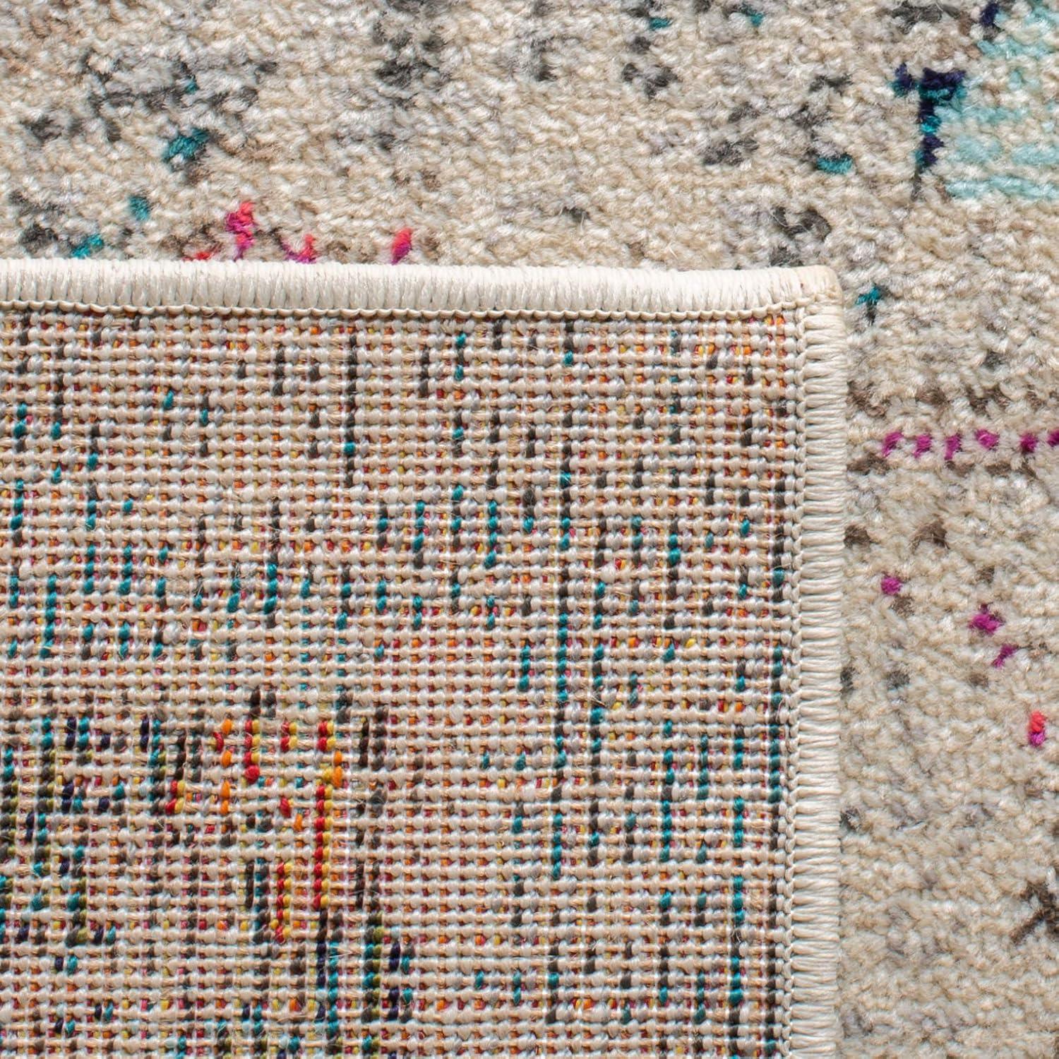 image:imageSAFAVIEH Madison Collection Area Rug 67 Square Cream amp Blue Boho Chic Distressed Medallion Design NonShedding amp Easy to Clean Ideal for Living Room Bedroom Dining Space MAD473BGreyGold