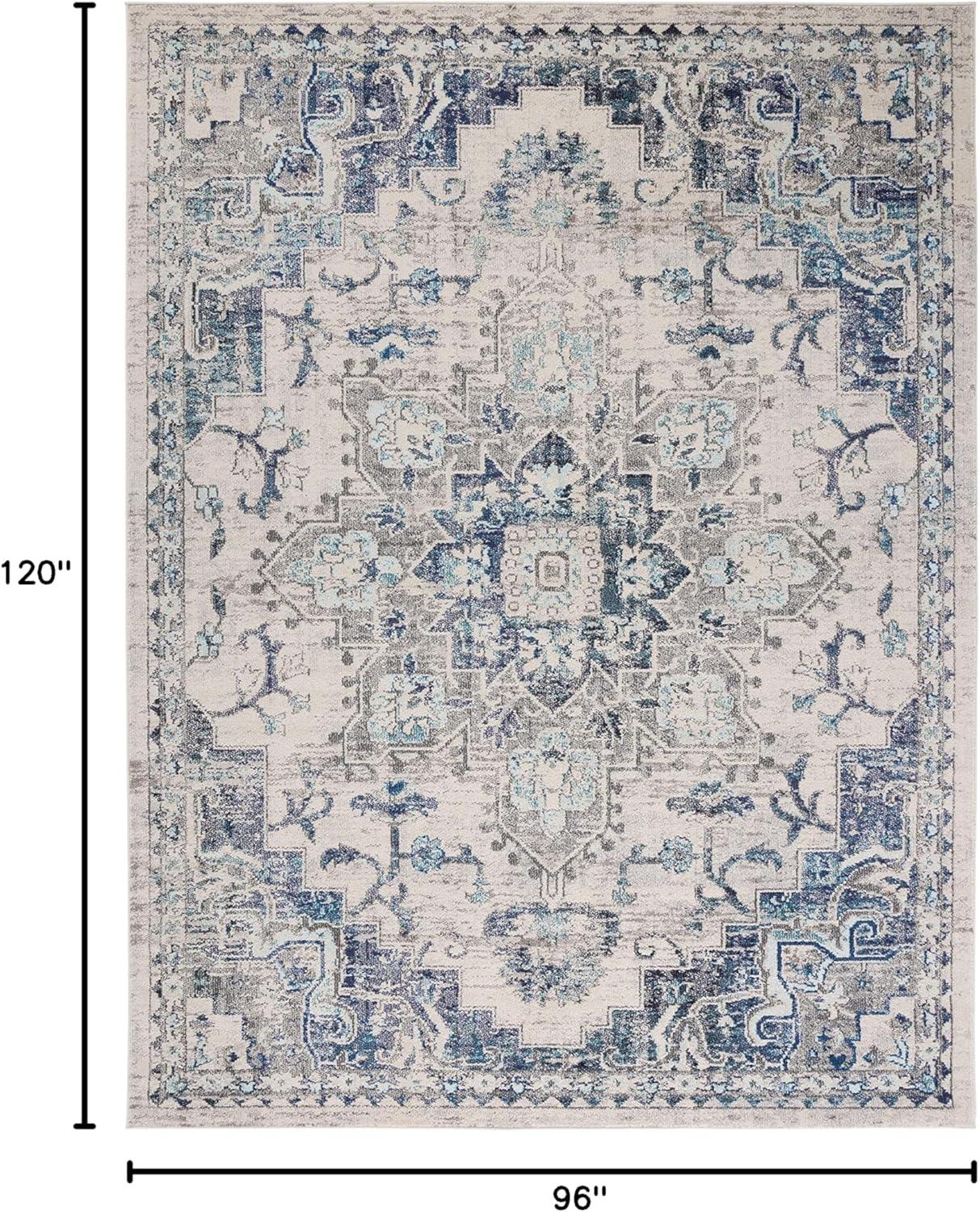 image:imageSAFAVIEH Madison Collection Area Rug 67 Square Cream amp Blue Boho Chic Distressed Medallion Design NonShedding amp Easy to Clean Ideal for Living Room Bedroom Dining Space MAD473BIvoryGrey