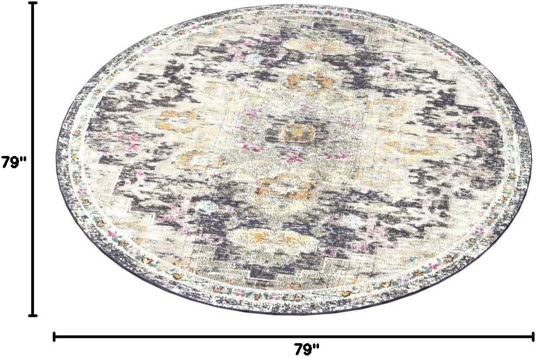 image:imageSAFAVIEH Madison Collection Area Rug 67 Square Cream amp Blue Boho Chic Distressed Medallion Design NonShedding amp Easy to Clean Ideal for Living Room Bedroom Dining Space MAD473BBlackGold