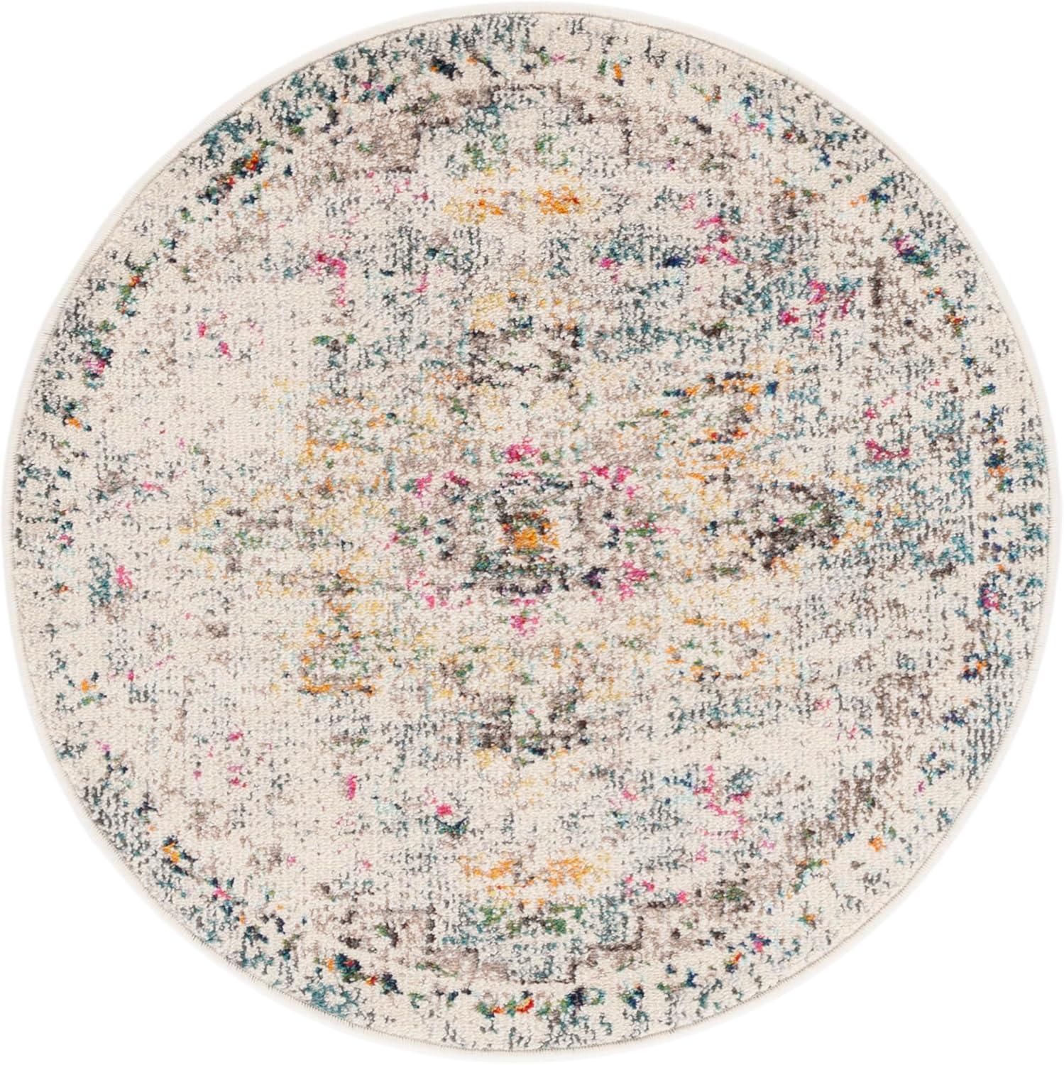 image:imageSAFAVIEH Madison Collection Area Rug 67 Square Cream amp Blue Boho Chic Distressed Medallion Design NonShedding amp Easy to Clean Ideal for Living Room Bedroom Dining Space MAD473BGreyGold