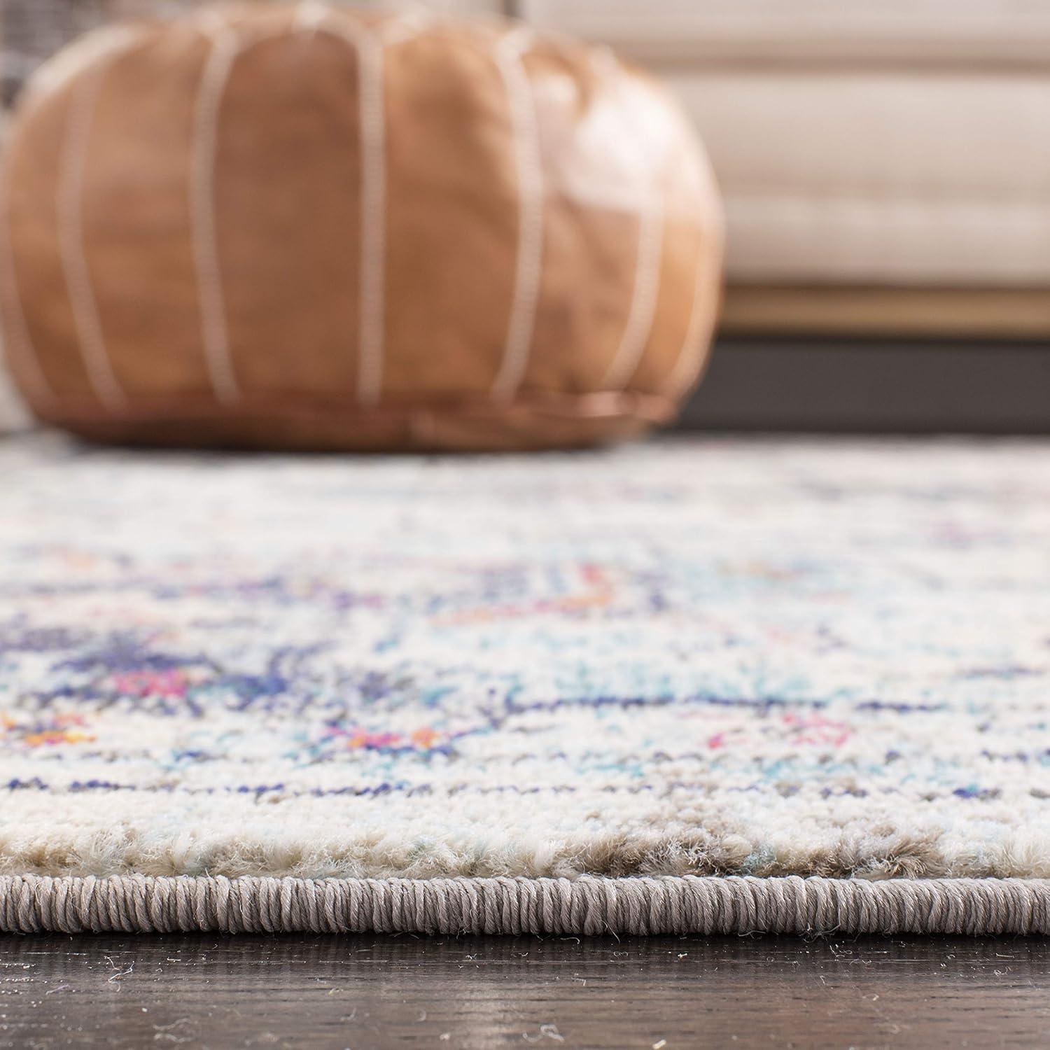 image:imageSAFAVIEH Madison Collection Area Rug 67 Square Cream amp Blue Boho Chic Distressed Medallion Design NonShedding amp Easy to Clean Ideal for Living Room Bedroom Dining Space MAD473BCreamBlue