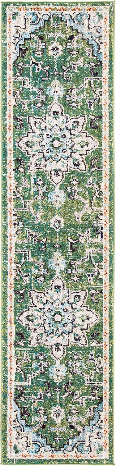image:imageSAFAVIEH Madison Collection Area Rug 67 Square Cream amp Blue Boho Chic Distressed Medallion Design NonShedding amp Easy to Clean Ideal for Living Room Bedroom Dining Space MAD473BGreenTurquoise