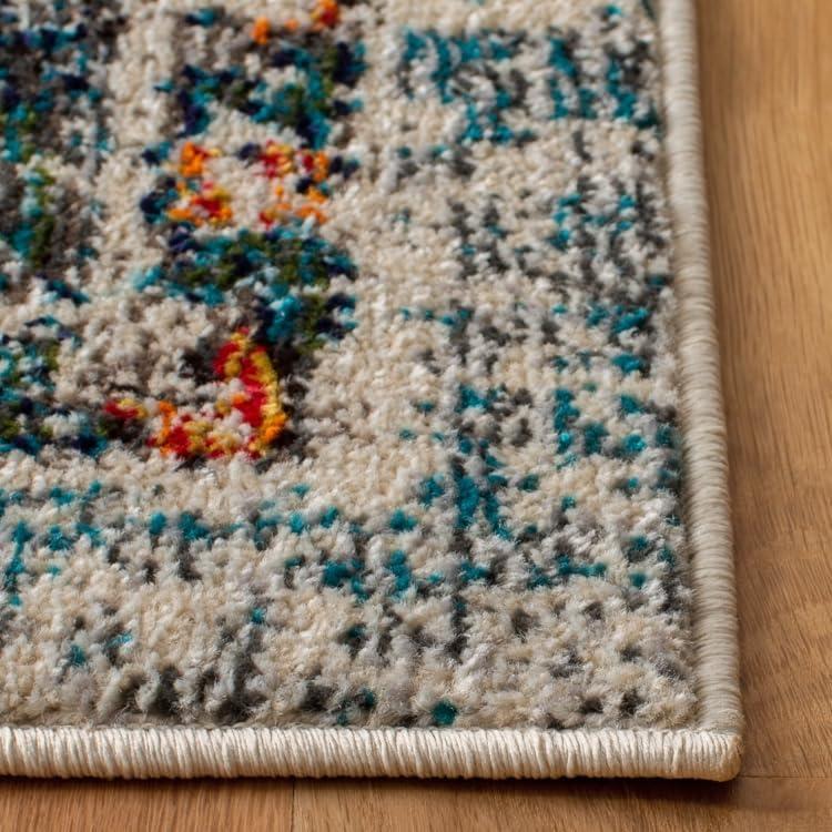 image:imageSAFAVIEH Madison Collection Area Rug 67 Square Cream amp Blue Boho Chic Distressed Medallion Design NonShedding amp Easy to Clean Ideal for Living Room Bedroom Dining Space MAD473BGreyGold