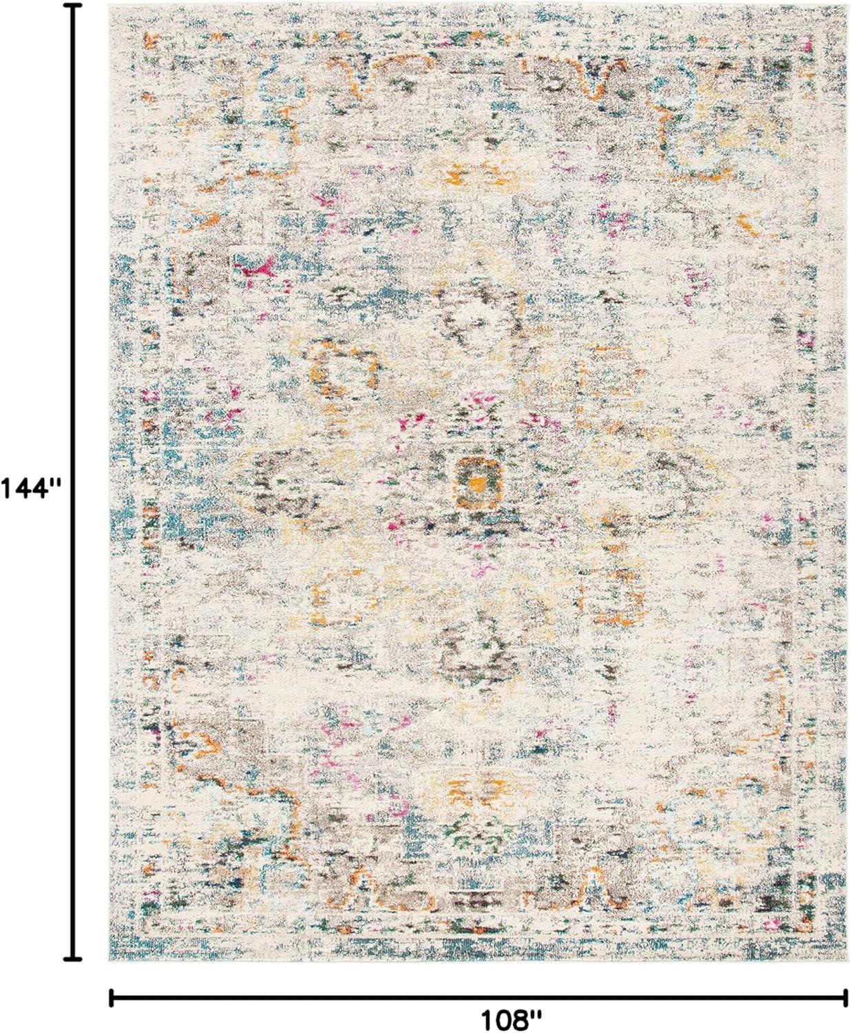 image:imageSAFAVIEH Madison Collection Area Rug 67 Square Cream amp Blue Boho Chic Distressed Medallion Design NonShedding amp Easy to Clean Ideal for Living Room Bedroom Dining Space MAD473BGreyGold