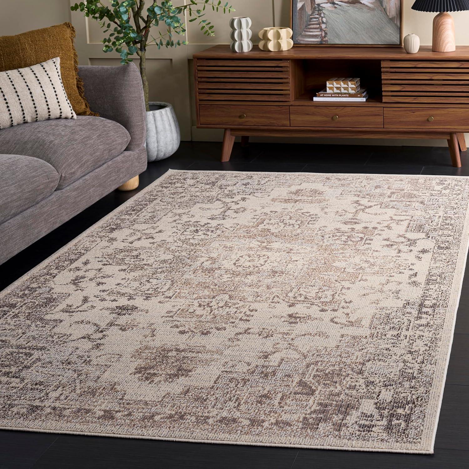 image:imageSAFAVIEH Madison Collection Area Rug 67 Square Cream amp Blue Boho Chic Distressed Medallion Design NonShedding amp Easy to Clean Ideal for Living Room Bedroom Dining Space MAD473BIvoryBeige Grey
