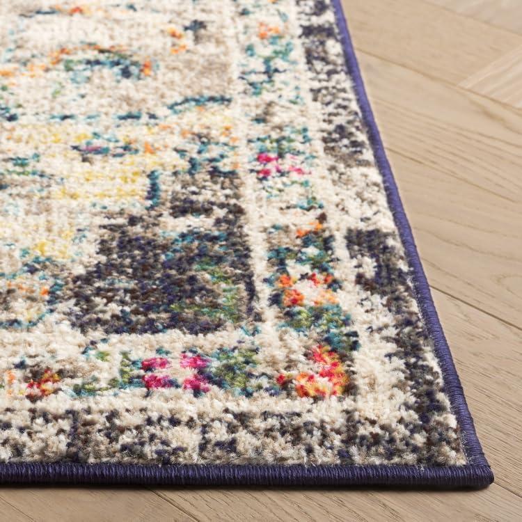 image:imageSAFAVIEH Madison Collection Area Rug 67 Square Cream amp Blue Boho Chic Distressed Medallion Design NonShedding amp Easy to Clean Ideal for Living Room Bedroom Dining Space MAD473BBlackGold