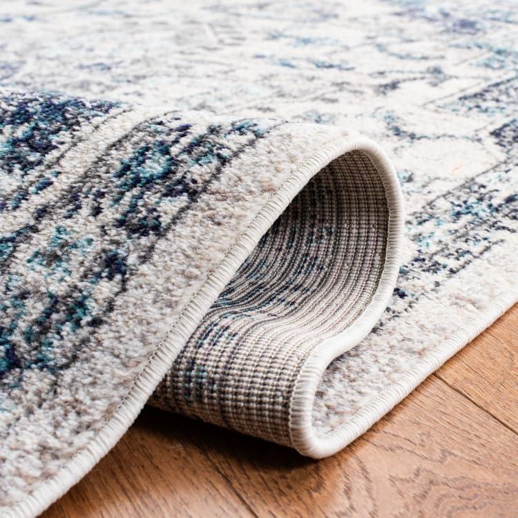 image:imageSAFAVIEH Madison Collection Area Rug 67 Square Cream amp Blue Boho Chic Distressed Medallion Design NonShedding amp Easy to Clean Ideal for Living Room Bedroom Dining Space MAD473BIvoryGrey
