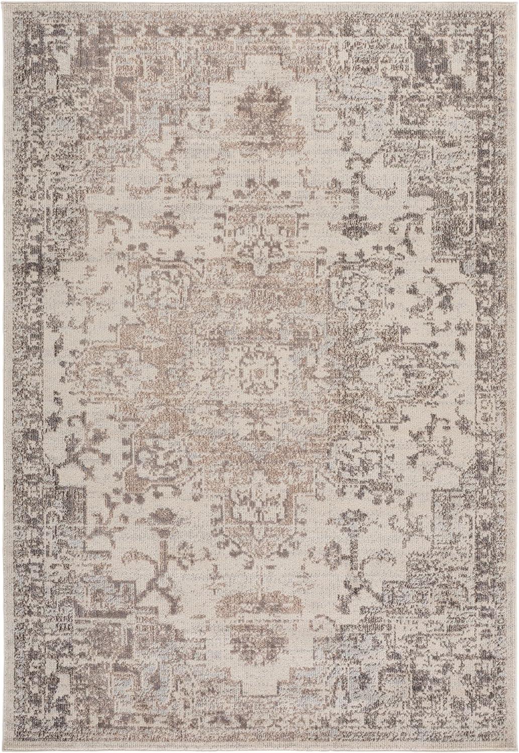 image:imageSAFAVIEH Madison Collection Area Rug 67 Square Cream amp Blue Boho Chic Distressed Medallion Design NonShedding amp Easy to Clean Ideal for Living Room Bedroom Dining Space MAD473BIvoryBeige Grey