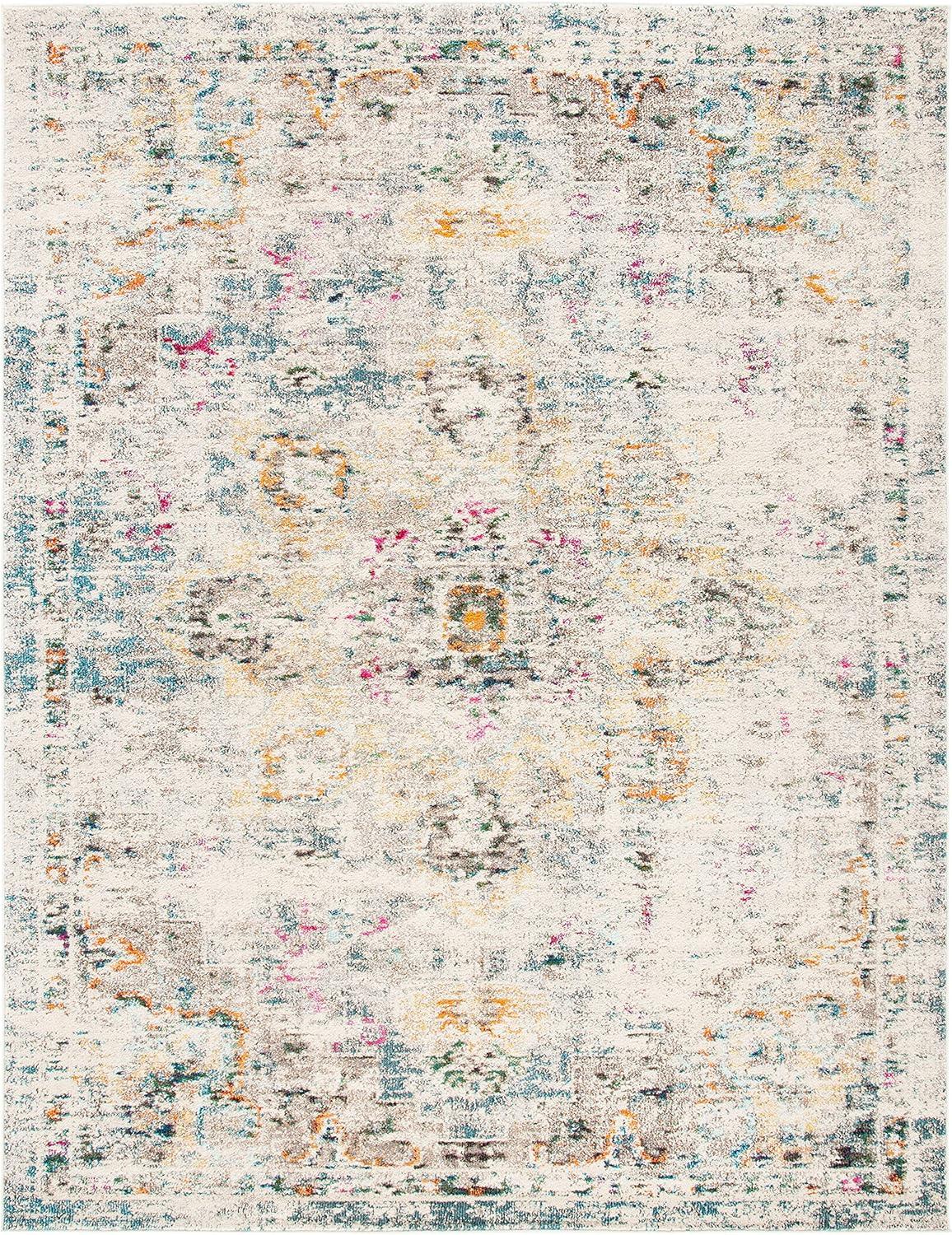 image:imageSAFAVIEH Madison Collection Area Rug 67 Square Cream amp Blue Boho Chic Distressed Medallion Design NonShedding amp Easy to Clean Ideal for Living Room Bedroom Dining Space MAD473BGreyGold