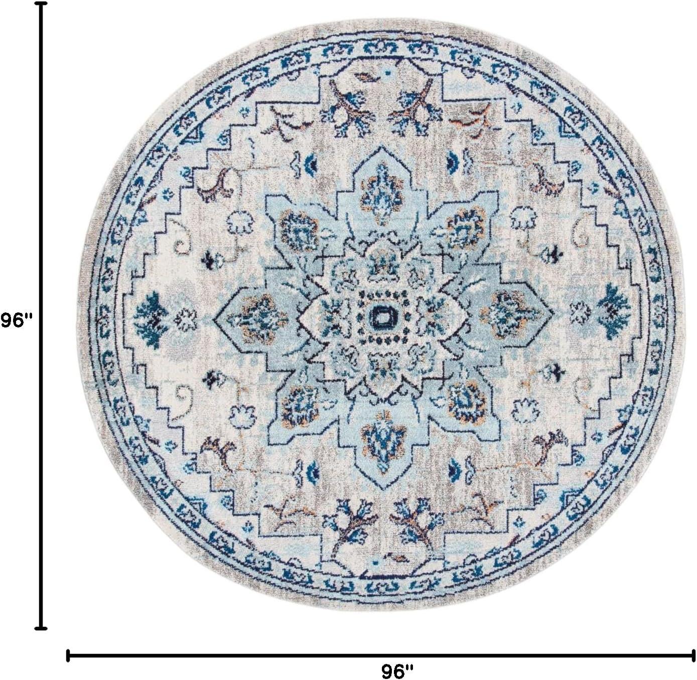image:imageSAFAVIEH Madison Collection Area Rug 67 Square Cream amp Blue Boho Chic Distressed Medallion Design NonShedding amp Easy to Clean Ideal for Living Room Bedroom Dining Space MAD473BIvoryLight Blue