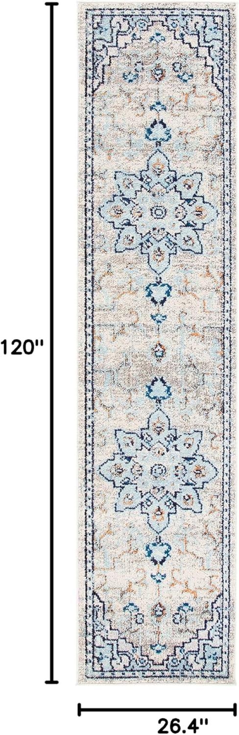 image:imageSAFAVIEH Madison Collection Area Rug 67 Square Cream amp Blue Boho Chic Distressed Medallion Design NonShedding amp Easy to Clean Ideal for Living Room Bedroom Dining Space MAD473BIvoryLight Blue