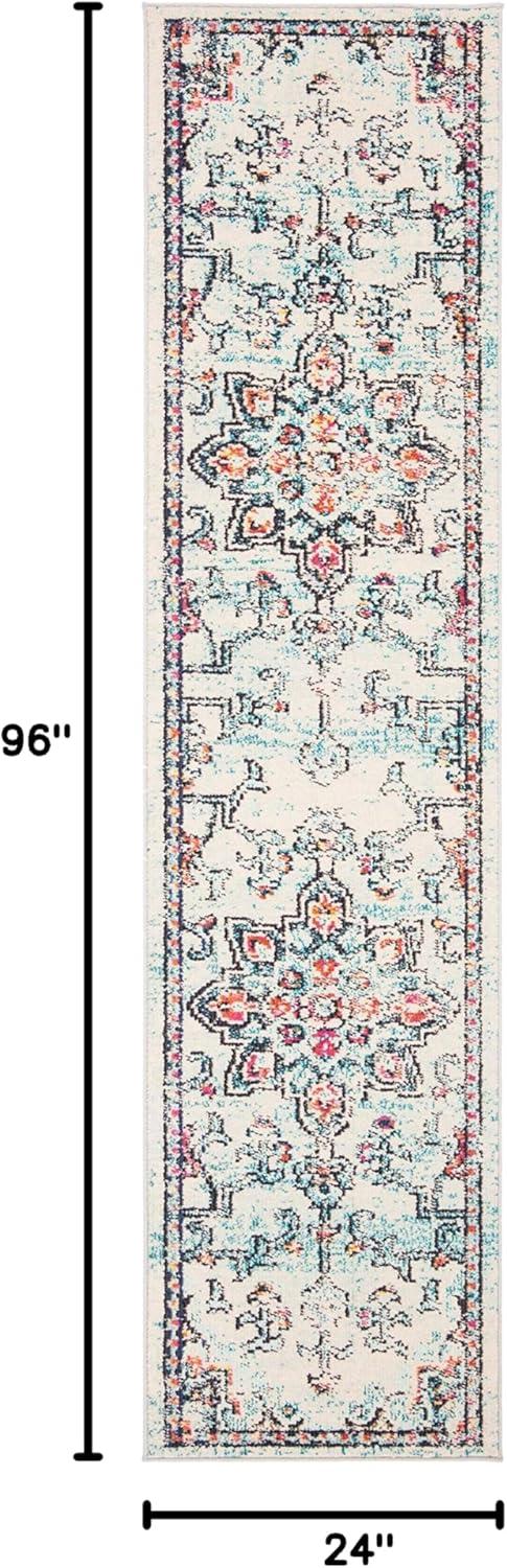 image:imageSAFAVIEH Madison Collection Area Rug 67 Square Cream amp Blue Boho Chic Distressed Medallion Design NonShedding amp Easy to Clean Ideal for Living Room Bedroom Dining Space MAD473BCreamBlue