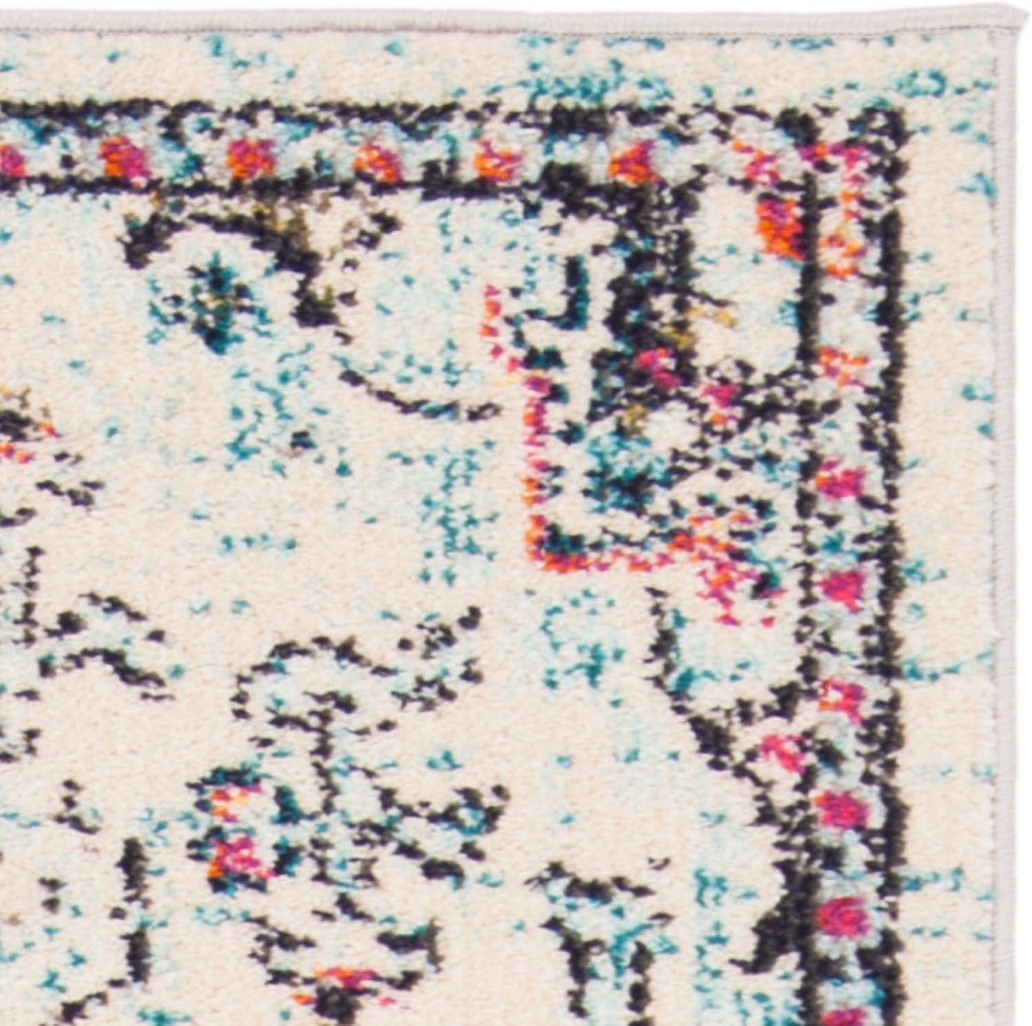 image:imageSAFAVIEH Madison Collection Area Rug 67 Square Cream amp Blue Boho Chic Distressed Medallion Design NonShedding amp Easy to Clean Ideal for Living Room Bedroom Dining Space MAD473BCreamBlue