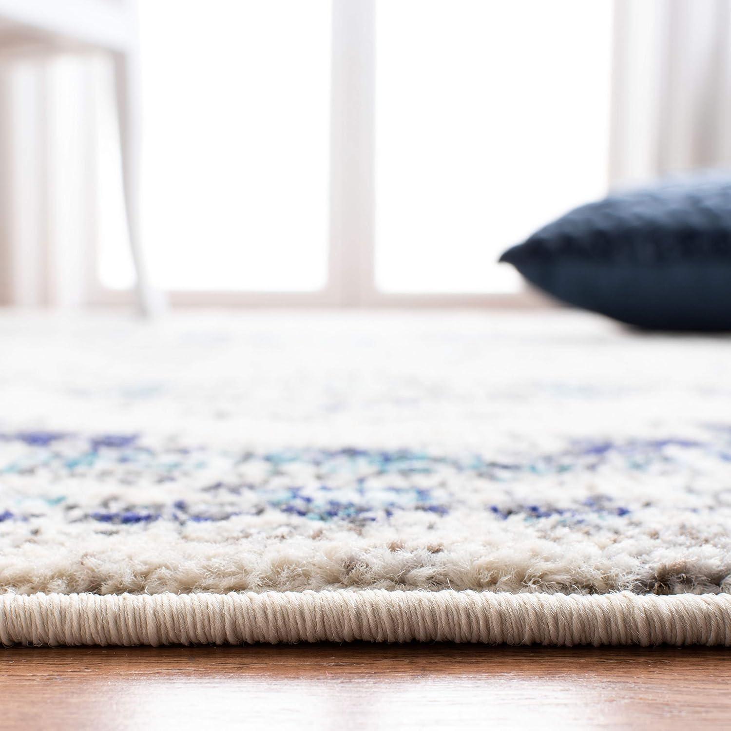 image:imageSAFAVIEH Madison Collection Area Rug 67 Square Cream amp Blue Boho Chic Distressed Medallion Design NonShedding amp Easy to Clean Ideal for Living Room Bedroom Dining Space MAD473BIvoryGrey