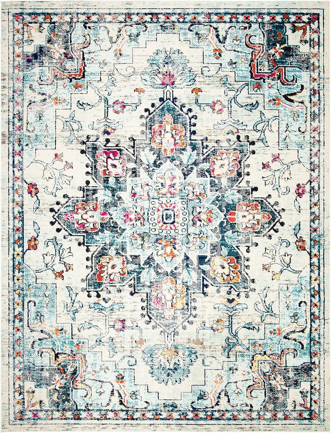 image:imageSAFAVIEH Madison Collection Area Rug 67 Square Cream amp Blue Boho Chic Distressed Medallion Design NonShedding amp Easy to Clean Ideal for Living Room Bedroom Dining Space MAD473BCreamBlue
