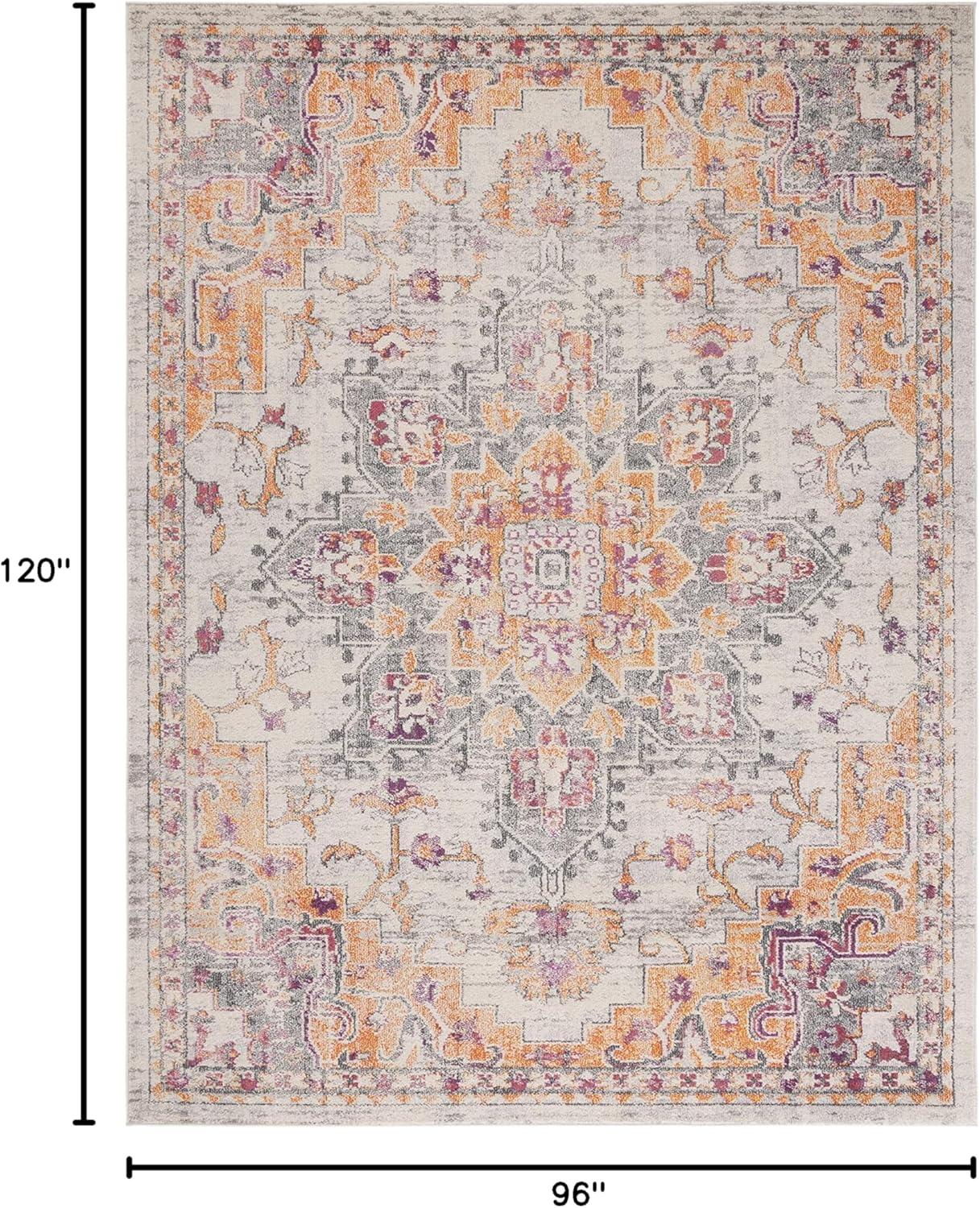 image:imageSAFAVIEH Madison Collection Area Rug 67 Square Cream amp Blue Boho Chic Distressed Medallion Design NonShedding amp Easy to Clean Ideal for Living Room Bedroom Dining Space MAD473BBeigeOrange