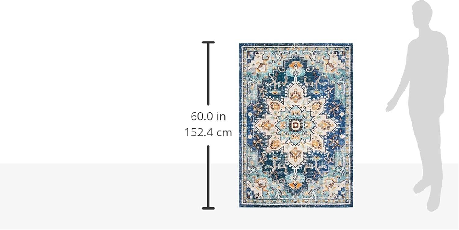 image:imageSAFAVIEH Madison Collection Area Rug 67 Square Cream amp Blue Boho Chic Distressed Medallion Design NonShedding amp Easy to Clean Ideal for Living Room Bedroom Dining Space MAD473BBlueLight Blue