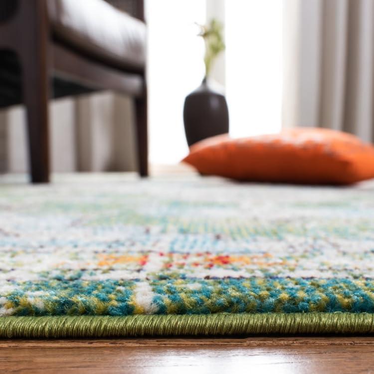 image:imageSAFAVIEH Madison Collection Area Rug 67 Square Cream amp Blue Boho Chic Distressed Medallion Design NonShedding amp Easy to Clean Ideal for Living Room Bedroom Dining Space MAD473BGreenTurquoise