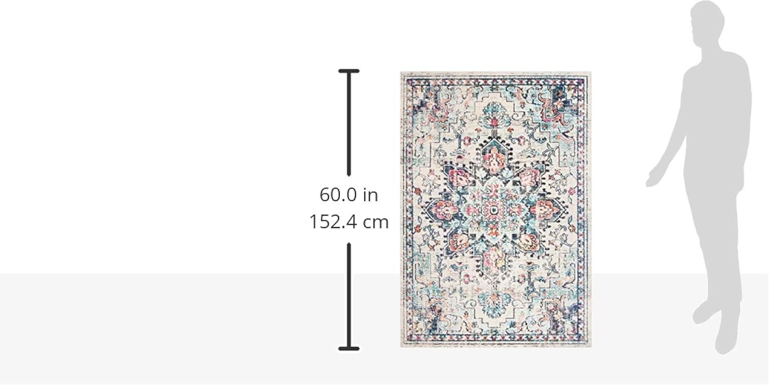 image:imageSAFAVIEH Madison Collection Area Rug 67 Square Cream amp Blue Boho Chic Distressed Medallion Design NonShedding amp Easy to Clean Ideal for Living Room Bedroom Dining Space MAD473BCreamBlue