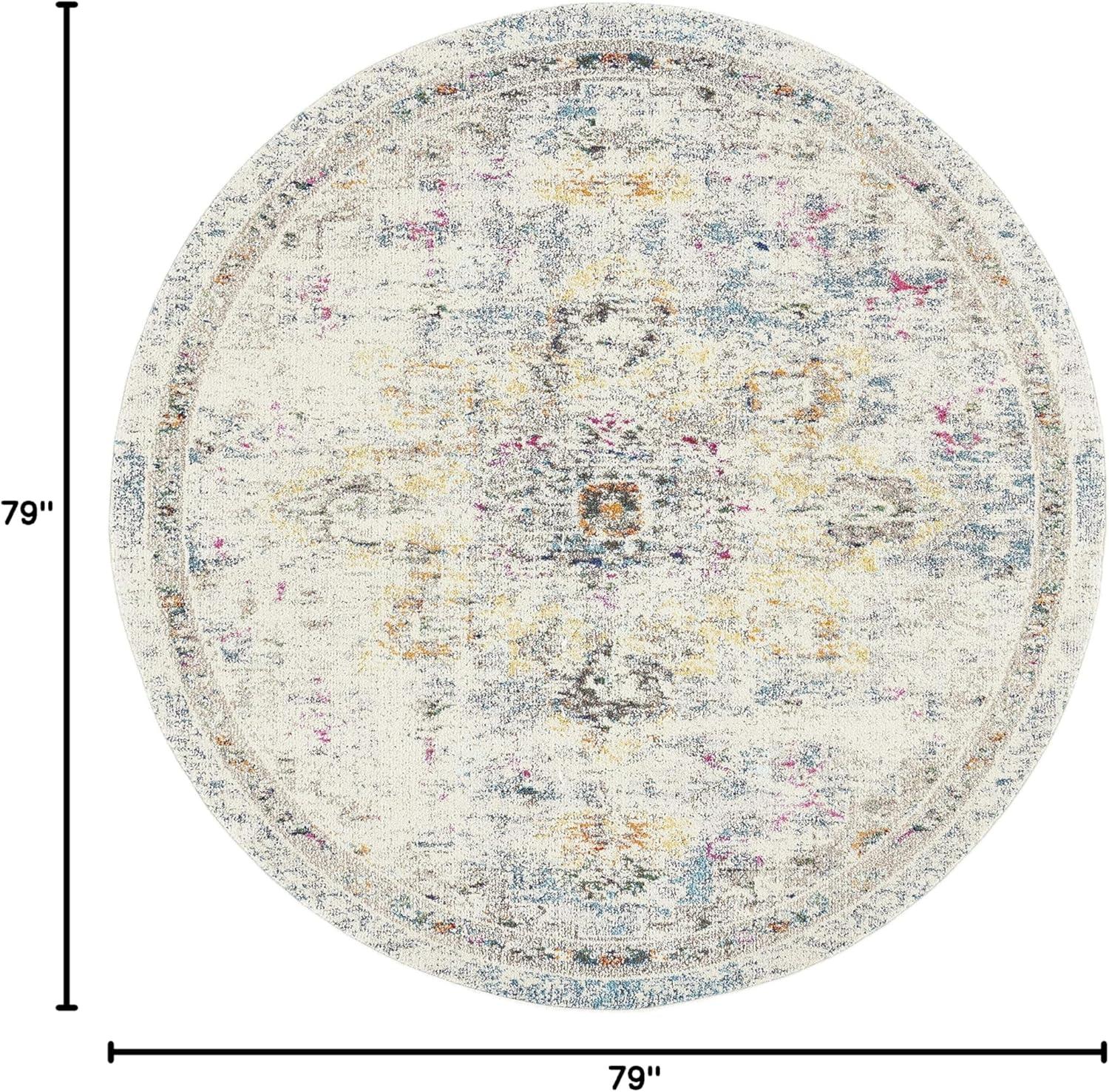 image:imageSAFAVIEH Madison Collection Area Rug 67 Square Cream amp Blue Boho Chic Distressed Medallion Design NonShedding amp Easy to Clean Ideal for Living Room Bedroom Dining Space MAD473BGreyGold