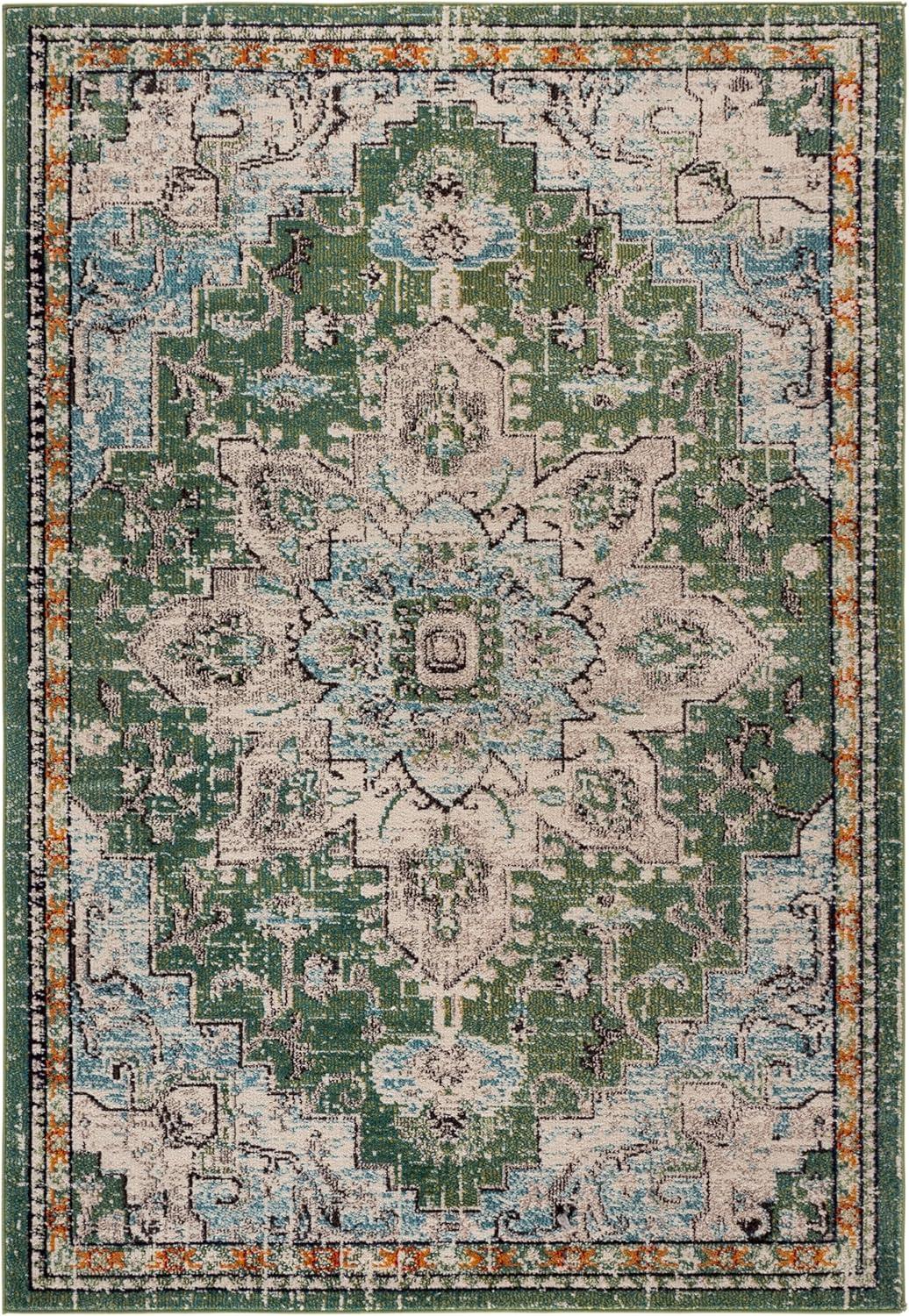 image:imageSAFAVIEH Madison Collection Area Rug 67 Square Cream amp Blue Boho Chic Distressed Medallion Design NonShedding amp Easy to Clean Ideal for Living Room Bedroom Dining Space MAD473BSageBlue