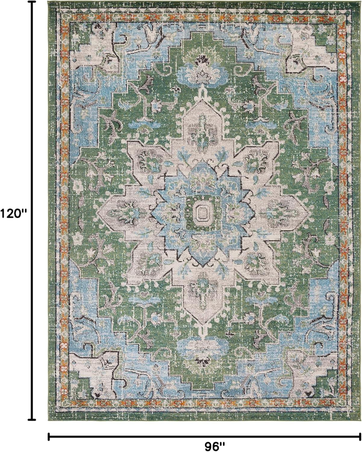 image:imageSAFAVIEH Madison Collection Area Rug 67 Square Cream amp Blue Boho Chic Distressed Medallion Design NonShedding amp Easy to Clean Ideal for Living Room Bedroom Dining Space MAD473BGreenTurquoise