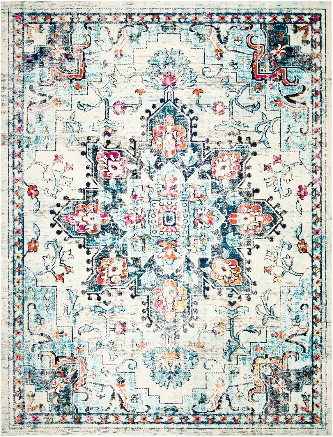 image:imageSAFAVIEH Madison Collection Area Rug 67 Square Cream amp Blue Boho Chic Distressed Medallion Design NonShedding amp Easy to Clean Ideal for Living Room Bedroom Dining Space MAD473BCreamBlue