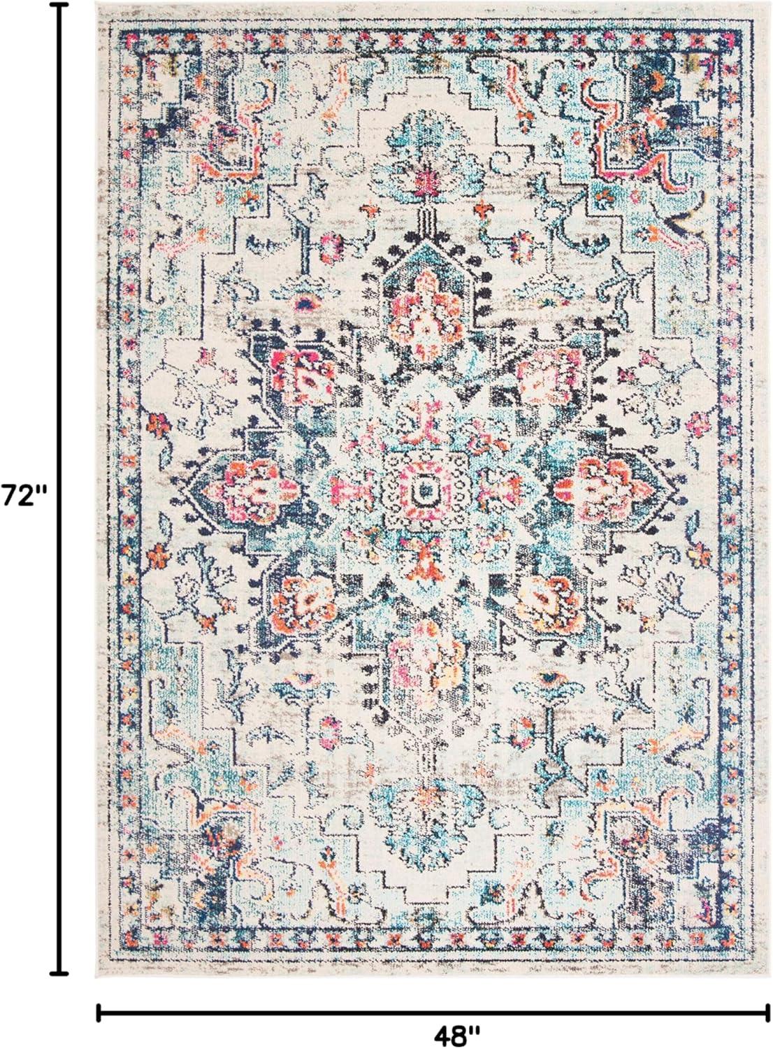 image:imageSAFAVIEH Madison Collection Area Rug 67 Square Cream amp Blue Boho Chic Distressed Medallion Design NonShedding amp Easy to Clean Ideal for Living Room Bedroom Dining Space MAD473BCreamBlue