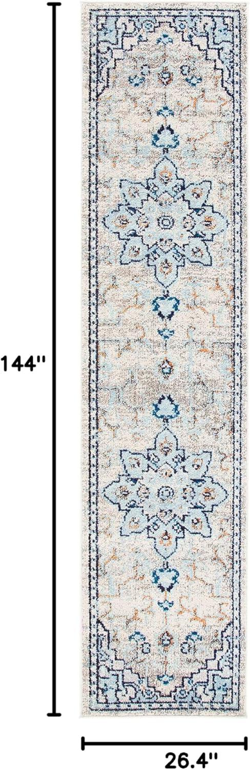 image:imageSAFAVIEH Madison Collection Area Rug 67 Square Cream amp Blue Boho Chic Distressed Medallion Design NonShedding amp Easy to Clean Ideal for Living Room Bedroom Dining Space MAD473BIvoryLight Blue
