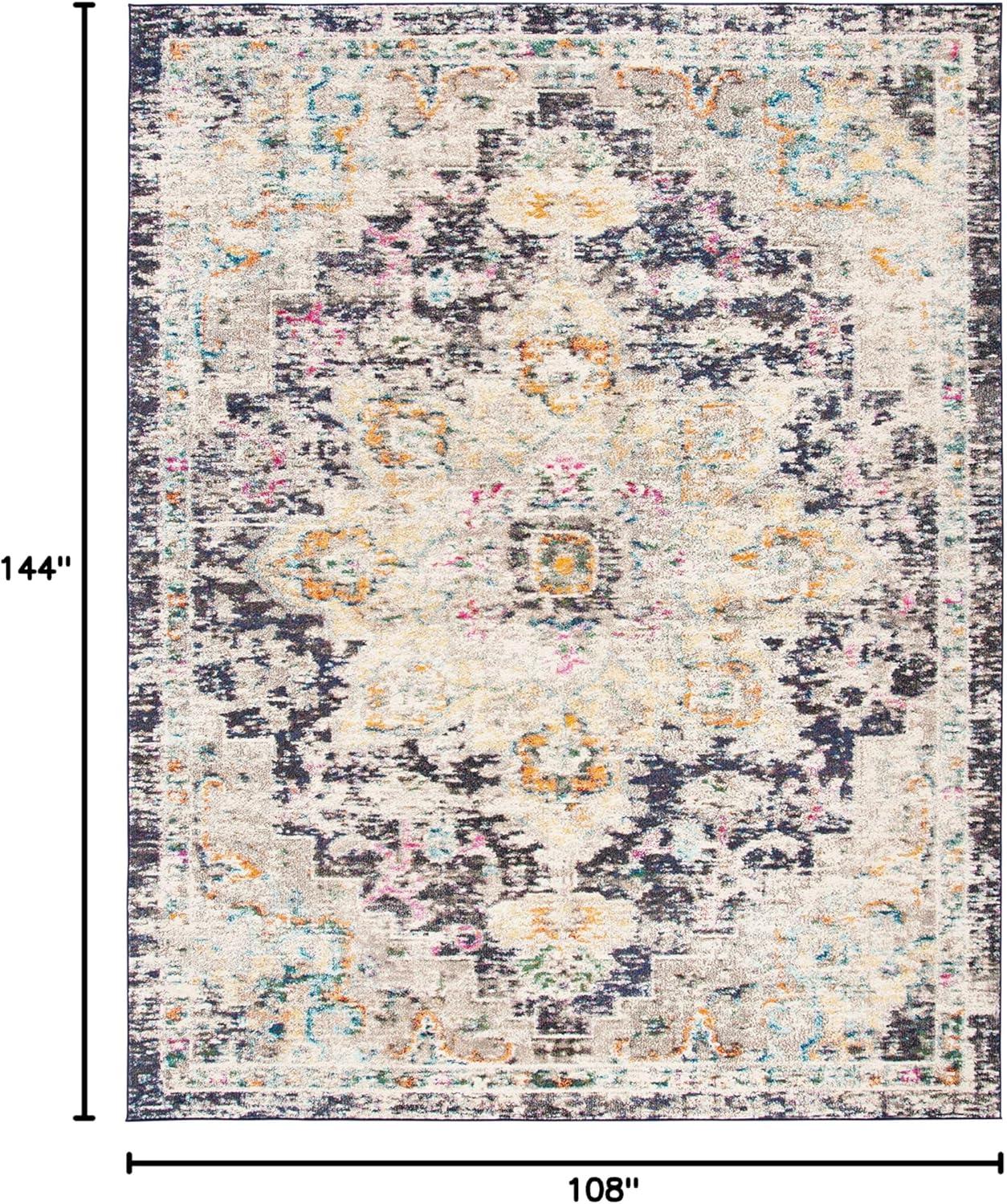 image:imageSAFAVIEH Madison Collection Area Rug 67 Square Cream amp Blue Boho Chic Distressed Medallion Design NonShedding amp Easy to Clean Ideal for Living Room Bedroom Dining Space MAD473BBlackGold