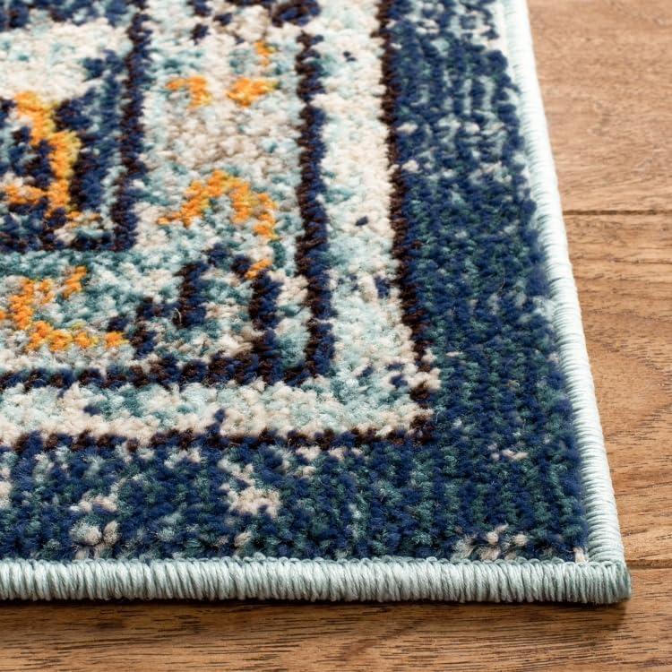 image:imageSAFAVIEH Madison Collection Area Rug 67 Square Cream amp Blue Boho Chic Distressed Medallion Design NonShedding amp Easy to Clean Ideal for Living Room Bedroom Dining Space MAD473BBlueLight Blue